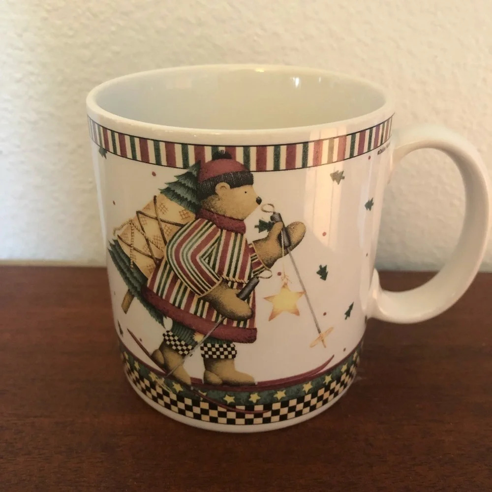 Vintage Debbie Mumm Sledding Characters Mug Signed Dated 1998